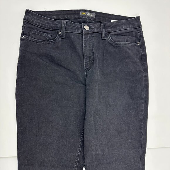 Lee Regular Fit Bootcut Mid Rise Women's size 12P Black Denim jeans - Picture 2 of 5